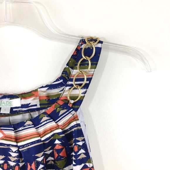 JADE Melody Tan Geometric Print Sleeveless Top Chain Detail - Picture 4 of 11